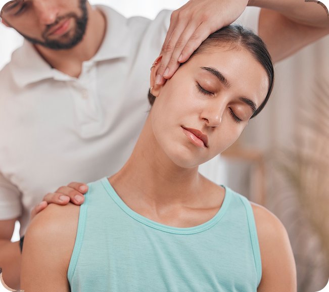 Chiropractor adjusting a patient’s neck