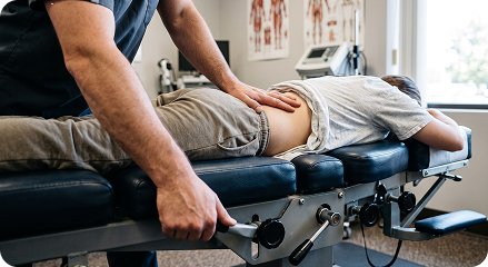Patient on a Cox flexion-distraction table