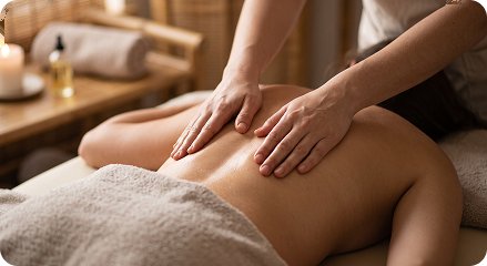 Therapist giving a back massage